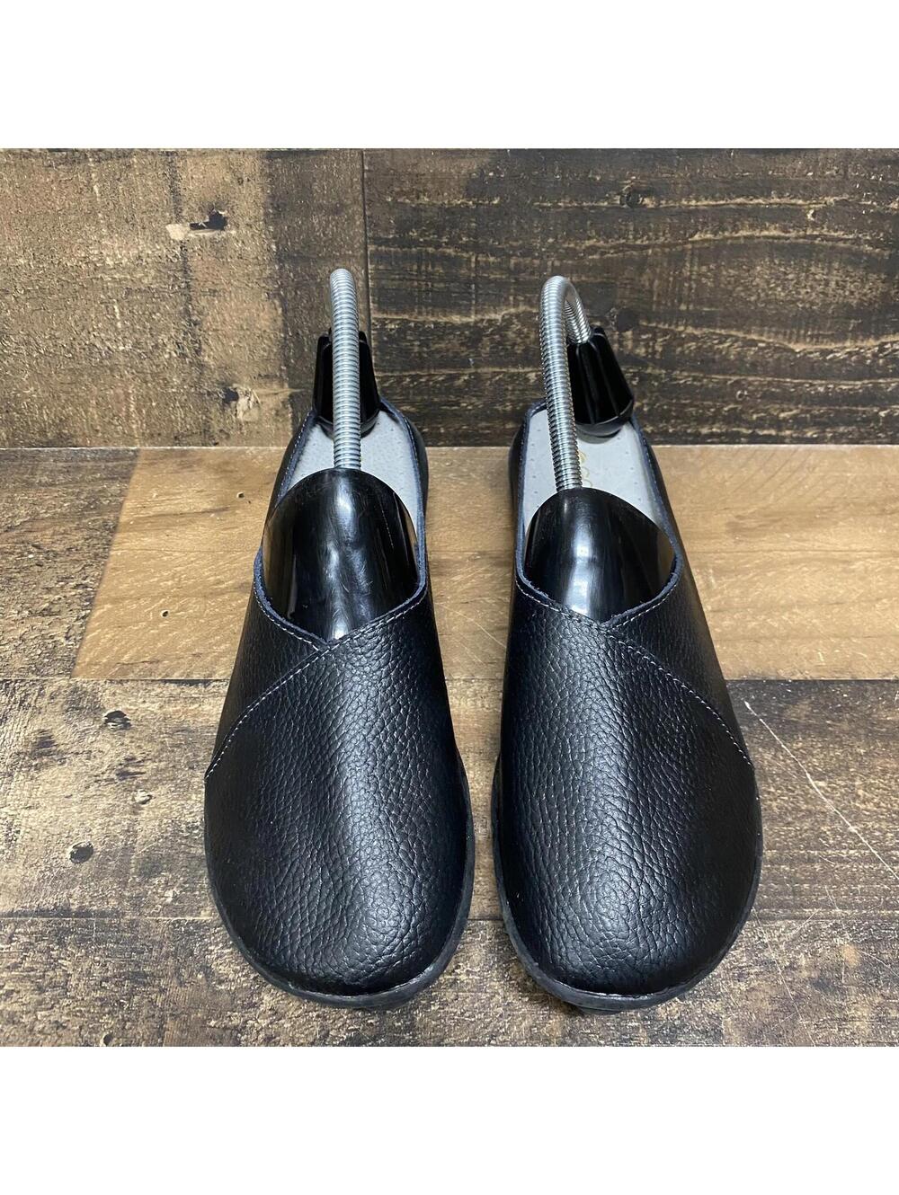 Socofy Women's Size 42 US 12 Black Leather Slip On Flats Loafers - Picture 3 of 9